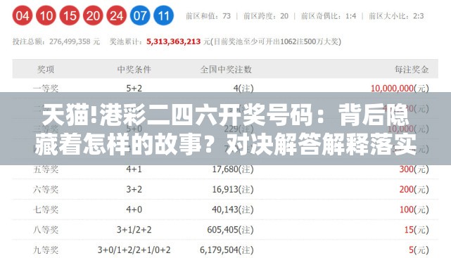 天猫!港彩二四六开奖号码：背后隐藏着怎样的故事？对决解答解释落实