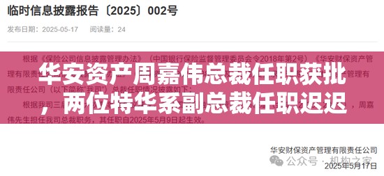 华安资产周嘉伟总裁任职获批，两位特华系副总裁任职迟迟未见批复