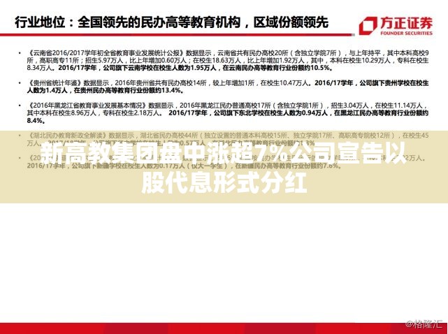 新高教集团盘中涨超7%公司宣告以股代息形式分红